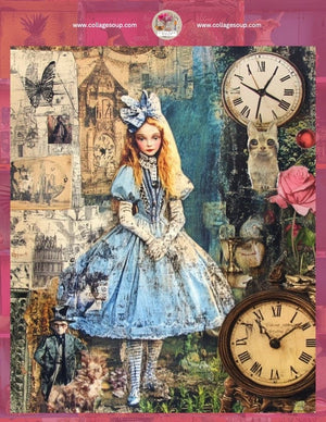 Collage Soup Alice in Wonderland Collage Freebie | Digital Download for Journals, Scrapbooks & Mixed Media