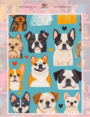 Collage Soup ArtFoamies Freebie – Digital Collage Papers | Cat & Dog Illustrations with Abstract Mixed Media