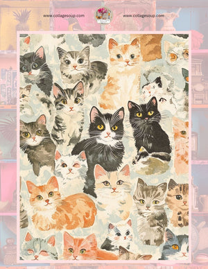 Collage Soup ArtFoamies Freebie – Digital Collage Papers | Cat & Dog Illustrations with Abstract Mixed Media