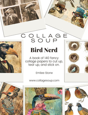 Collage Soup Bird Nerd: 140 Fancy Collage Papers of Stylishly Dressed Birds