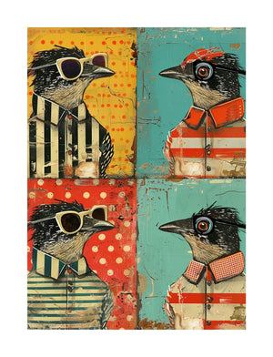 Collage Soup Bird Nerd (eBook) Printable Quirky Birds Collage Sheets – Digital Download