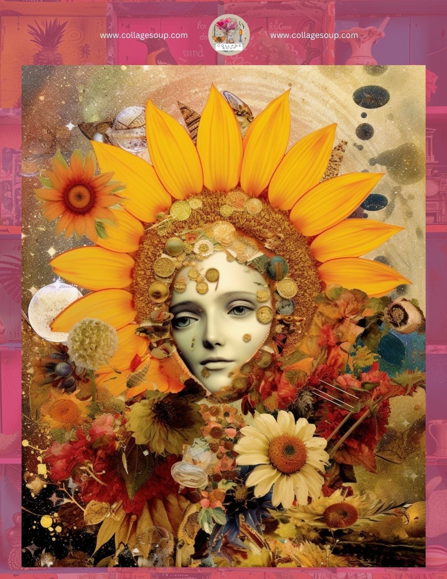 Collage Soup Bloom & Glow (eBook) A Free Printable Floral Sampler – 4 Pages