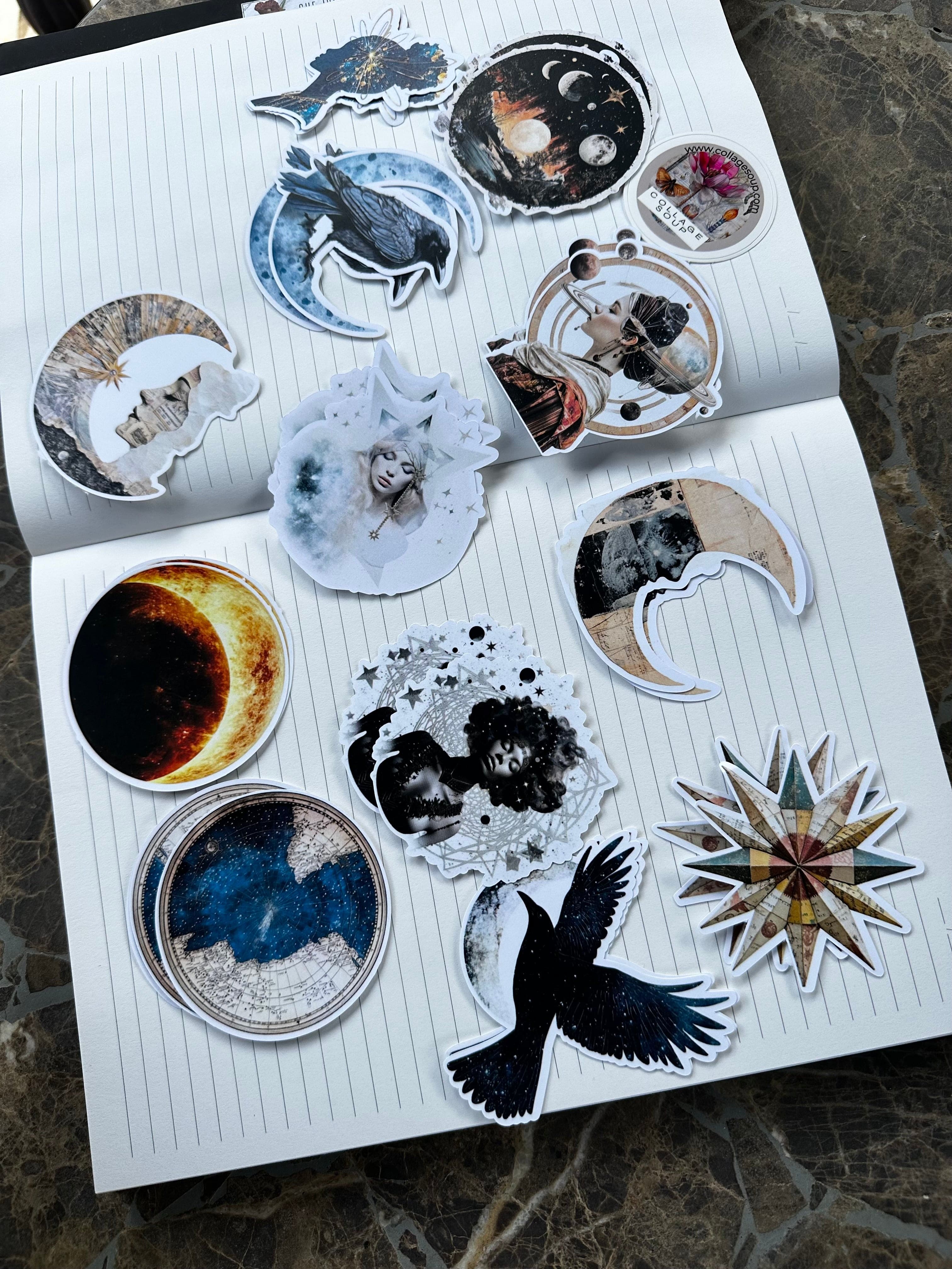 Collage Soup Celestial Dreams – Moon & Stars Die Cuts for Junk Journaling and Paper Crafting (24 pcs)