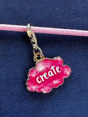 Collage Soup Create Charm – Pink Cloud Enamel Journal & Keychain Clip (18mm)