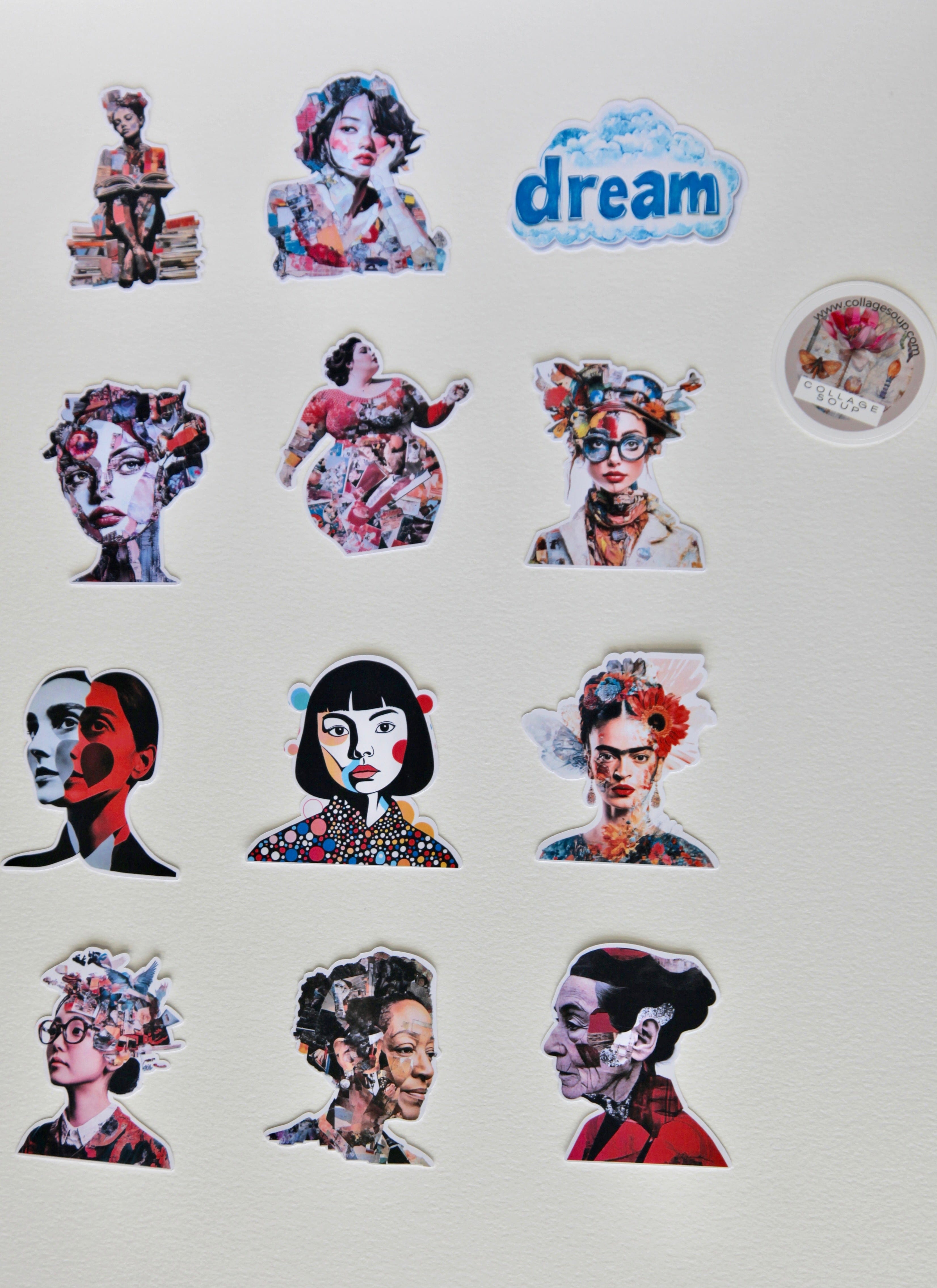 Collage Soup Creative Heroine Paper Bites - 12 Iconic Female Artist Designs for Collage and Journaling 110 lb. Paper