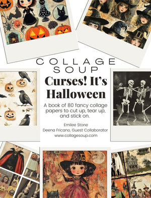 Collage Soup Curses! It’s Halloween – Paperback | 84 Pages of Festive Collage Papers with Cats, Costumes & Bats