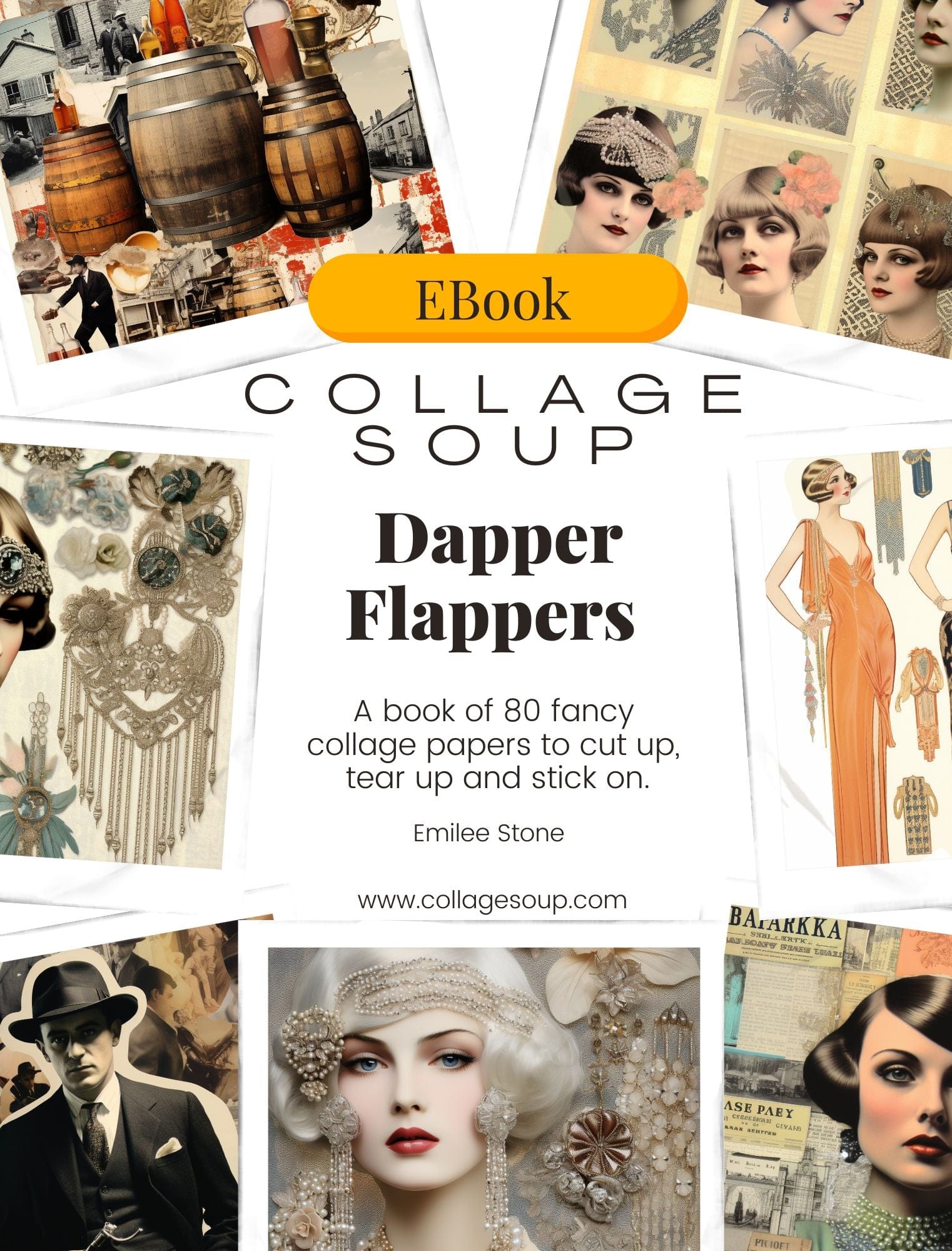 Collage Soup Dapper Flapper (eBook) Printable Roaring Twenties Art for Mixed Media – 80 Pages