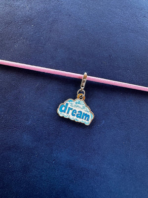 Collage Soup Dream Charm – Blue Cloud Enamel Journal & Keychain Accessory (18mm)