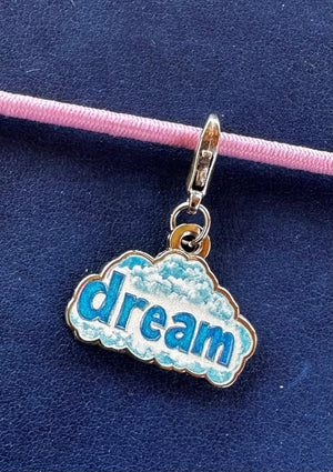 Collage Soup Dream Charm – Blue Cloud Enamel Journal & Keychain Accessory (18mm)