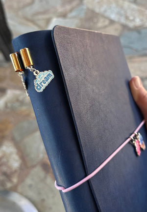 Collage Soup Dream Charm – Blue Cloud Enamel Journal & Keychain Accessory (18mm)