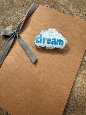 Collage Soup Dream Journal Clip – Glittery Blue Cloud Page Holder (2.25”)