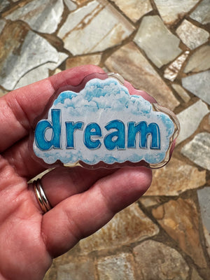 Collage Soup Dream Journal Clip – Glittery Blue Cloud Page Holder (2.25”)