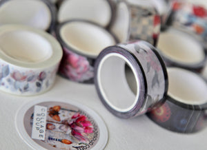 Collage Soup Dream Mandala 18mm Washi Tape – Intricate Dark Mandala Design for Scrapbooking and Journaling