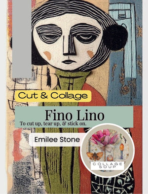 Collage Soup Fino Lino (Paperback) Black-and-white linocut-style pages inspired by Eastern European printmaking – 72 Pages