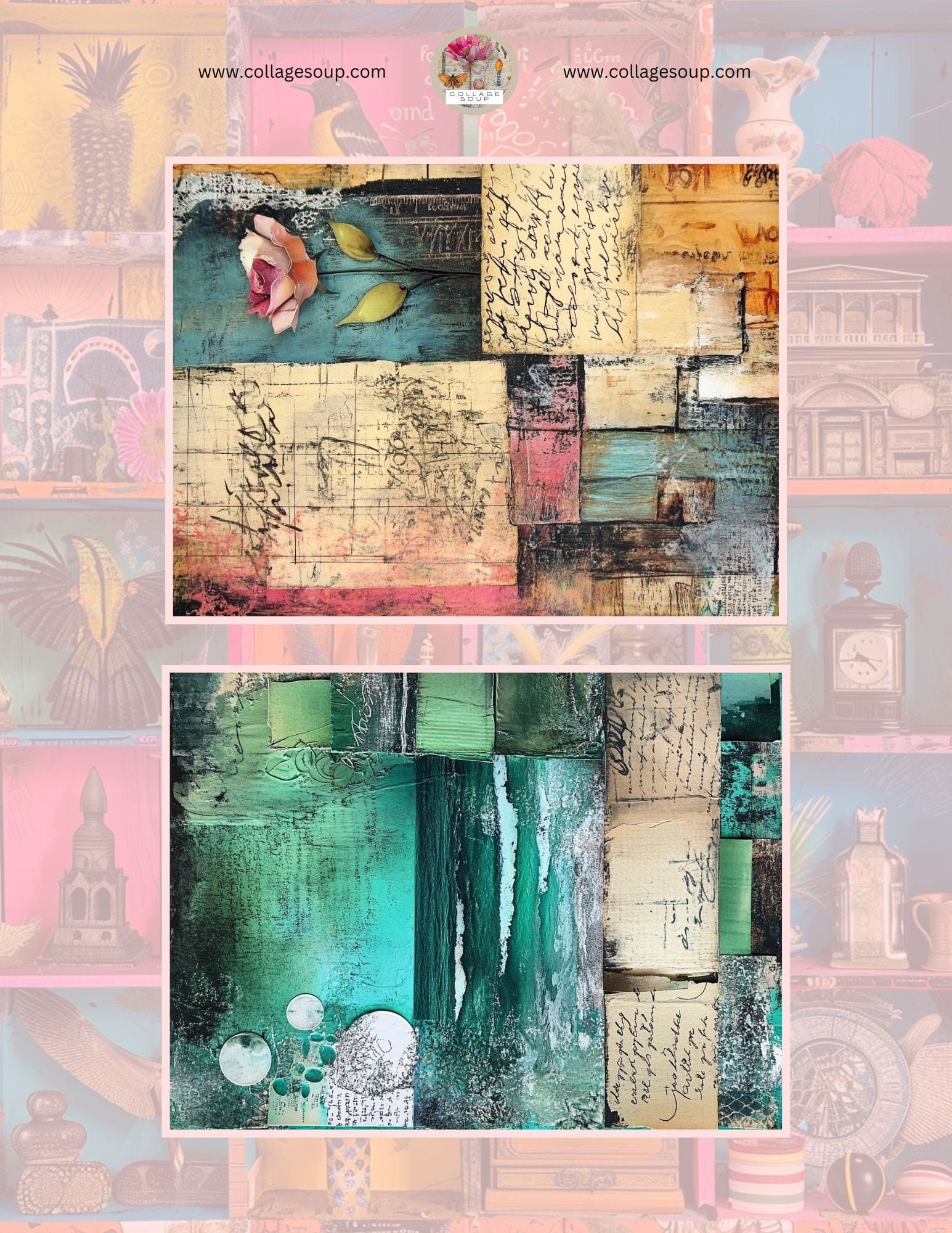 Collage Soup Free Mixed Media Backgrounds | Printable Collage Sheets for Journaling & Art