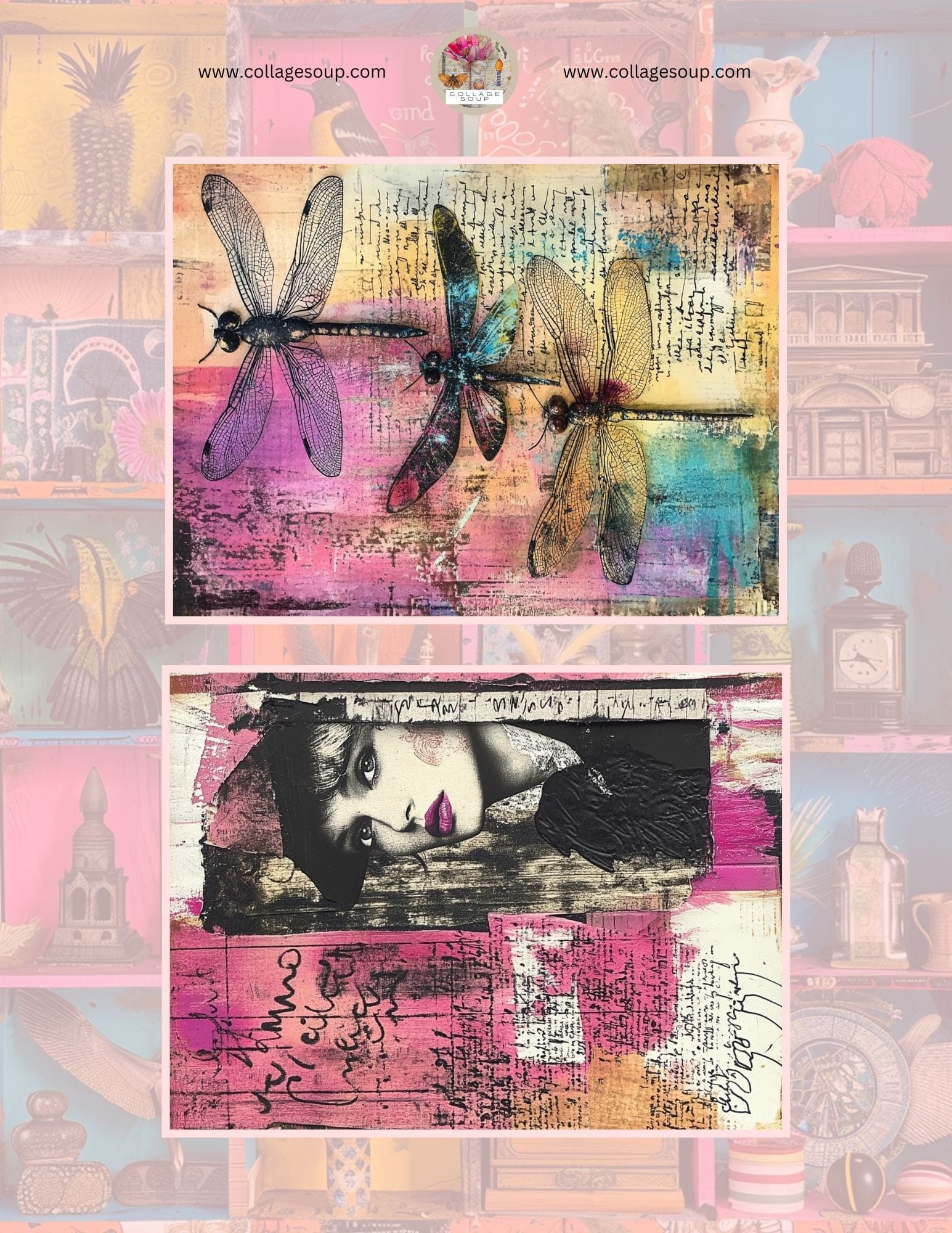 Collage Soup Free Mixed Media Backgrounds | Printable Collage Sheets for Journaling & Art