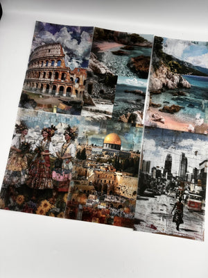 Collage Soup Global Adventures Scrap Pack | 50-Piece Vellum Paper Set for Mixed Media, Junk Journals & Scrapbooking