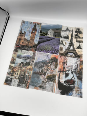 Collage Soup Global Adventures Scrap Pack | 50-Piece Vellum Paper Set for Mixed Media, Junk Journals & Scrapbooking