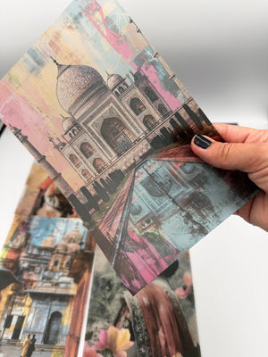 Collage Soup Global Adventures Scrap Pack | 50-Piece Vellum Paper Set for Mixed Media, Junk Journals & Scrapbooking