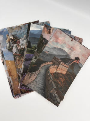 Collage Soup Global Adventures Scrap Pack | 50-Piece Vellum Paper Set for Mixed Media, Junk Journals & Scrapbooking