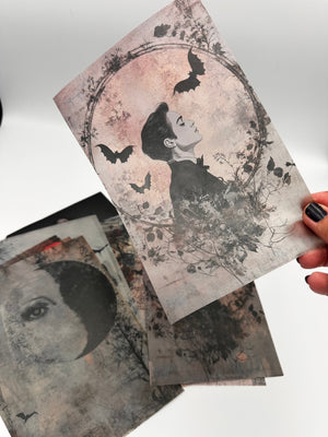 Collage Soup Halloween Spooky Bougie – Translucent Scrap Pack | 50 Vellum Sheets for Collage, Journals & Mixed Media