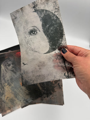 Collage Soup Halloween Spooky Bougie – Translucent Scrap Pack | 50 Vellum Sheets for Collage, Journals & Mixed Media