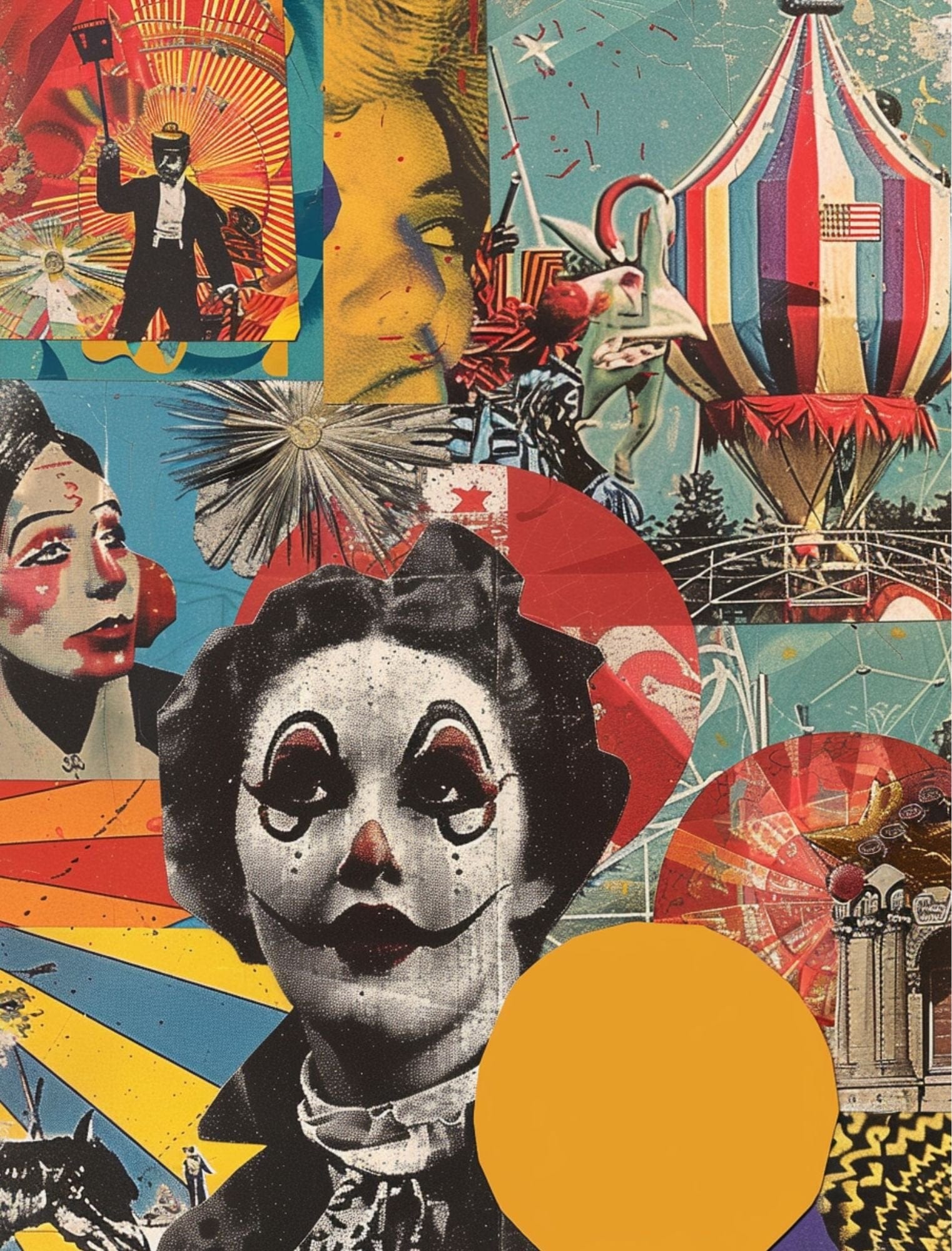 Collage Soup Here Come The Clowns: 75-Page Printable Circus-Themed Collage eBook