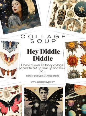 Collage Soup Hey Diddle Diddle: 110-Page Celestial Collage Book for Creative Projects