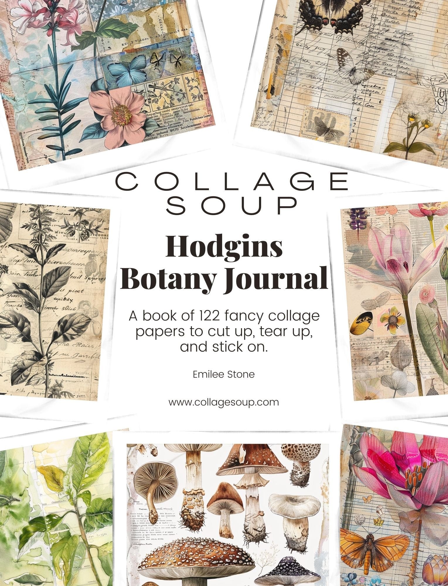 Collage Soup Hodgins Botany Journal: 122 Collage Papers of Flowers, Plants & Lichens