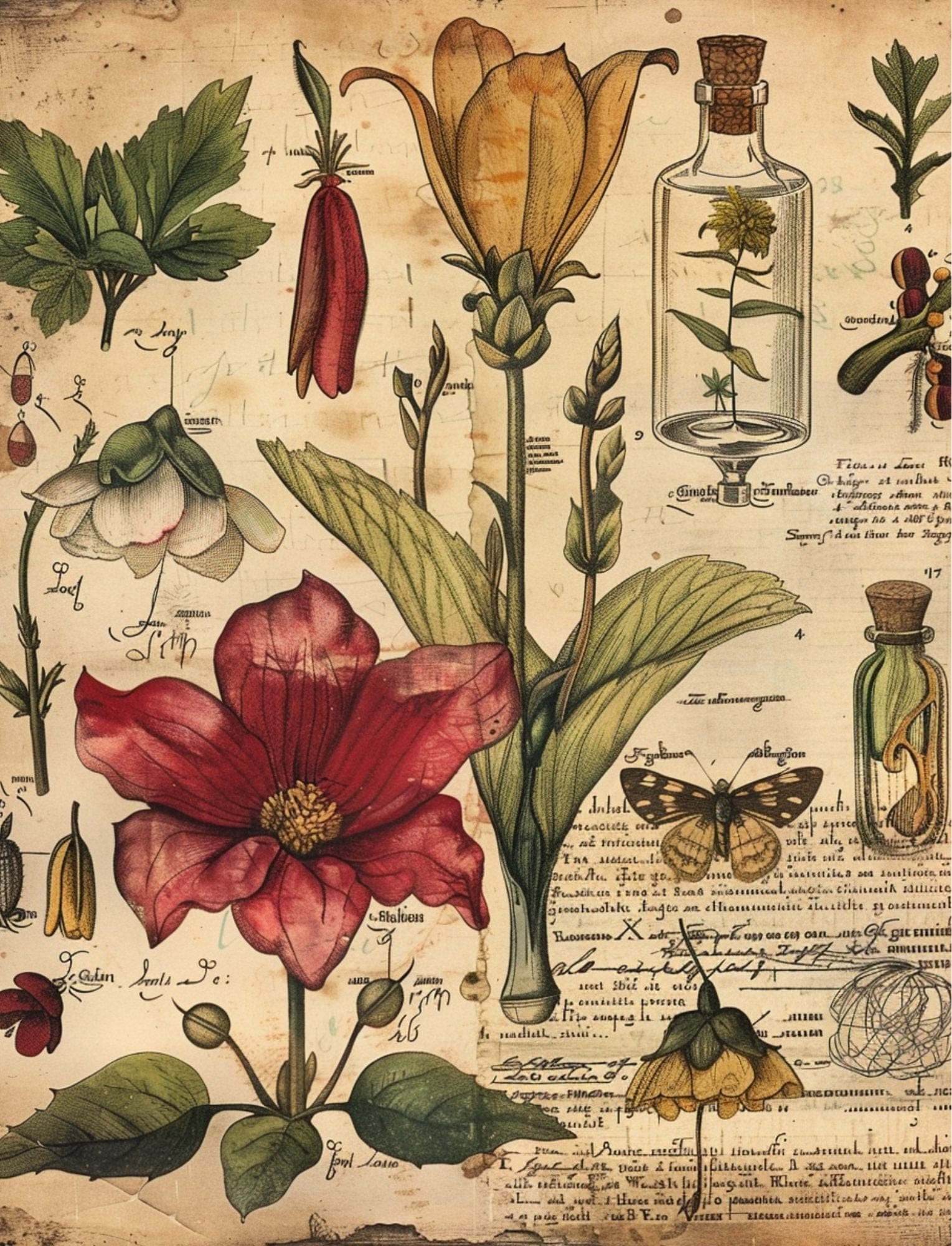Collage Soup Hodgins Botany Journal: 122 Collage Papers of Flowers, Plants & Lichens