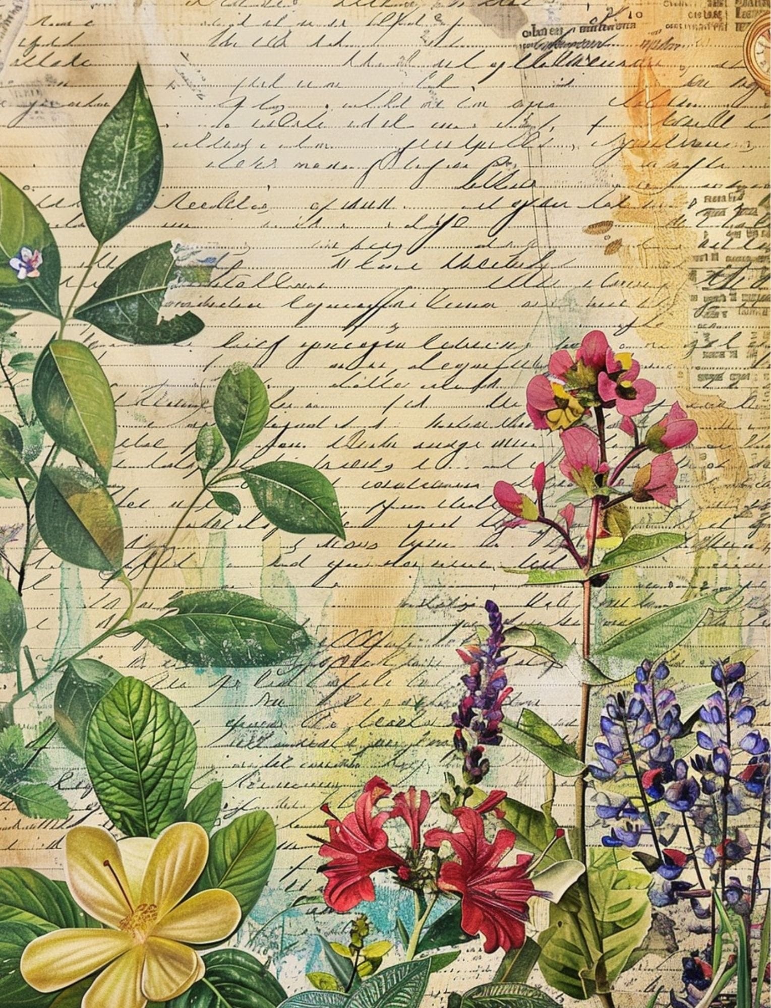 Collage Soup Hodgins Botany Journal: 122 Collage Papers of Flowers, Plants & Lichens