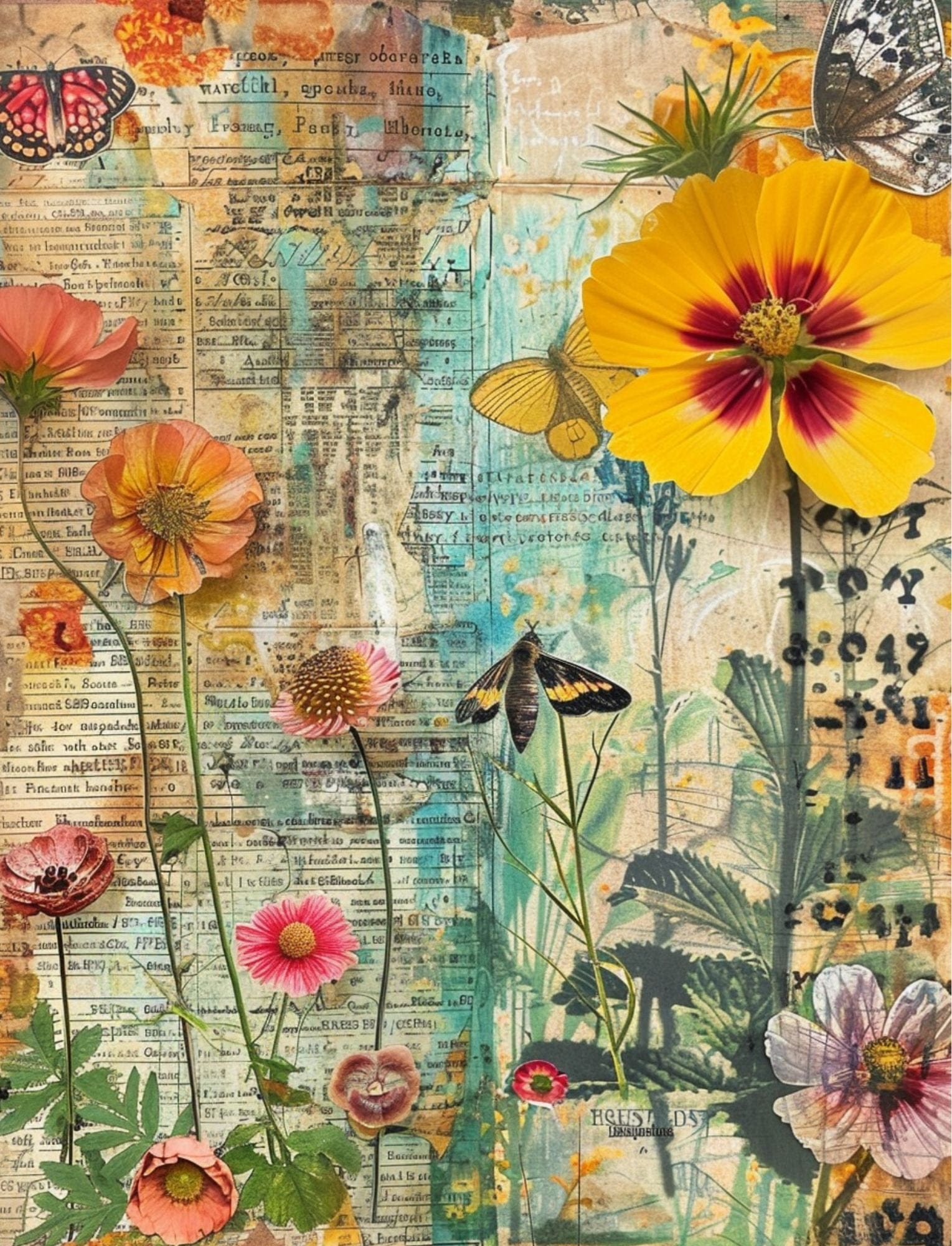 Collage Soup Hodgins Botany Journal: 122 Collage Papers of Flowers, Plants & Lichens