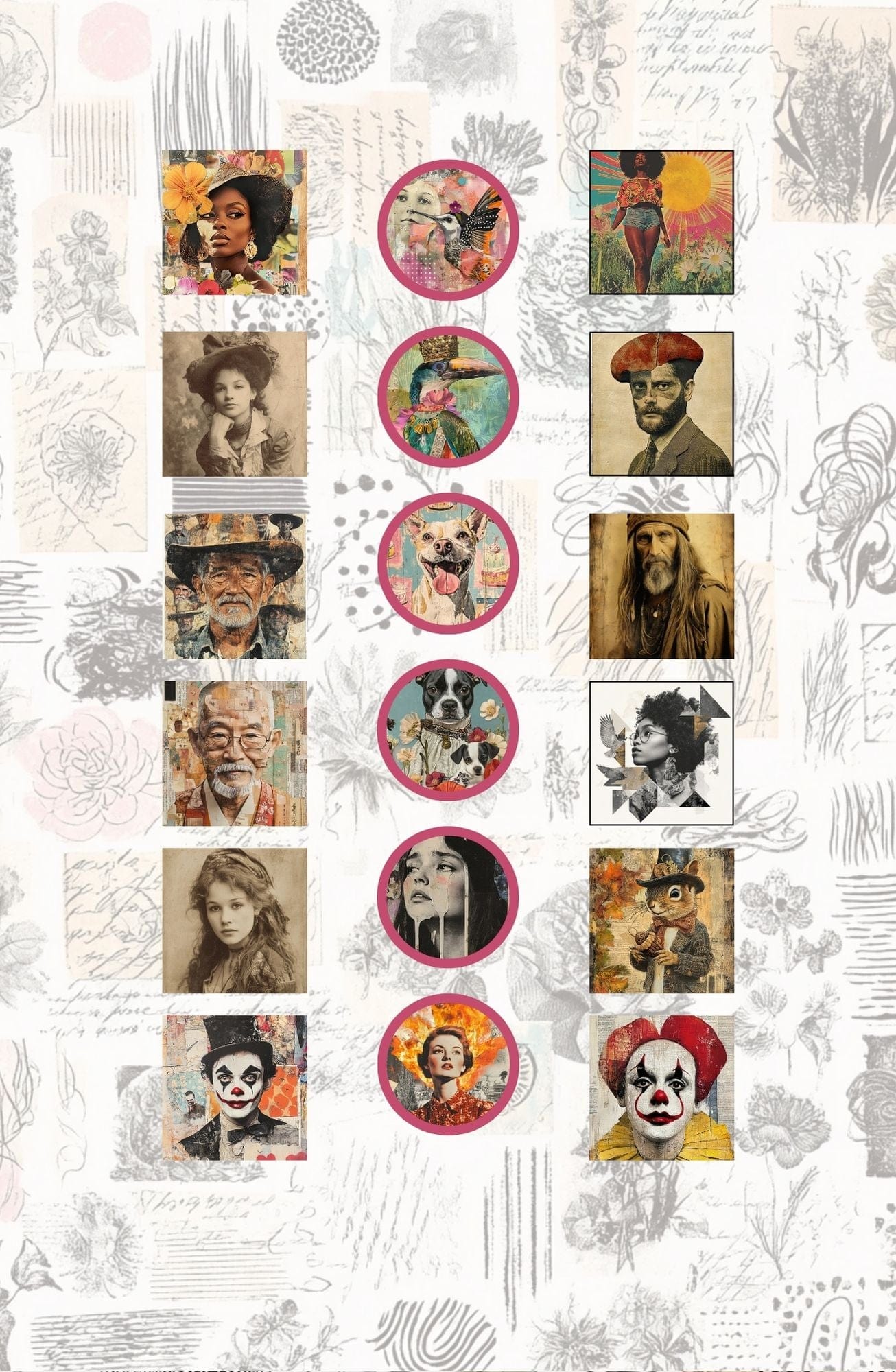 Collage Soup Inchie It Up! (eBook) Printable Collage Inchies for ATCs, Journals & Swaps – 40 Pages