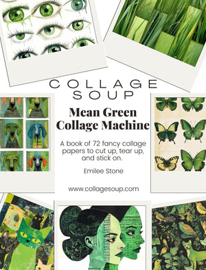 Collage Soup Mean Green Collage Machine (eBook) Funky Frogs, Lime Cars & Leafy Designs – 72 Pages