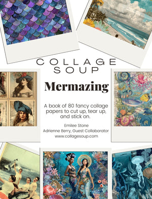 Collage Soup Mermazing (Paperback) – A Vintage Sea Life Collage Book with Whimsical Charm 80 Pages