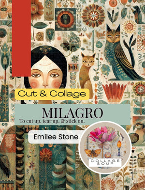 Collage Soup Milagro – Paperback | 70 Pages of Latin American Folk Art Collage Papers & Sacred Symbols