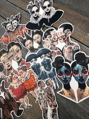 Collage Soup Mystical Twins Paper Bites | Die Cuts | Premium Pieces for Collage, Journaling, Mixed Media