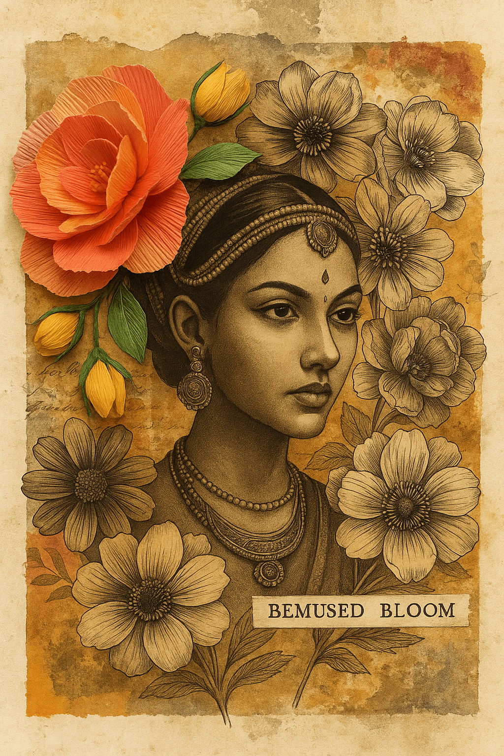 Collage Soup Project 1047 – Journal Card Freebie | Printable Collage Instructions with Faces & Floral Layers