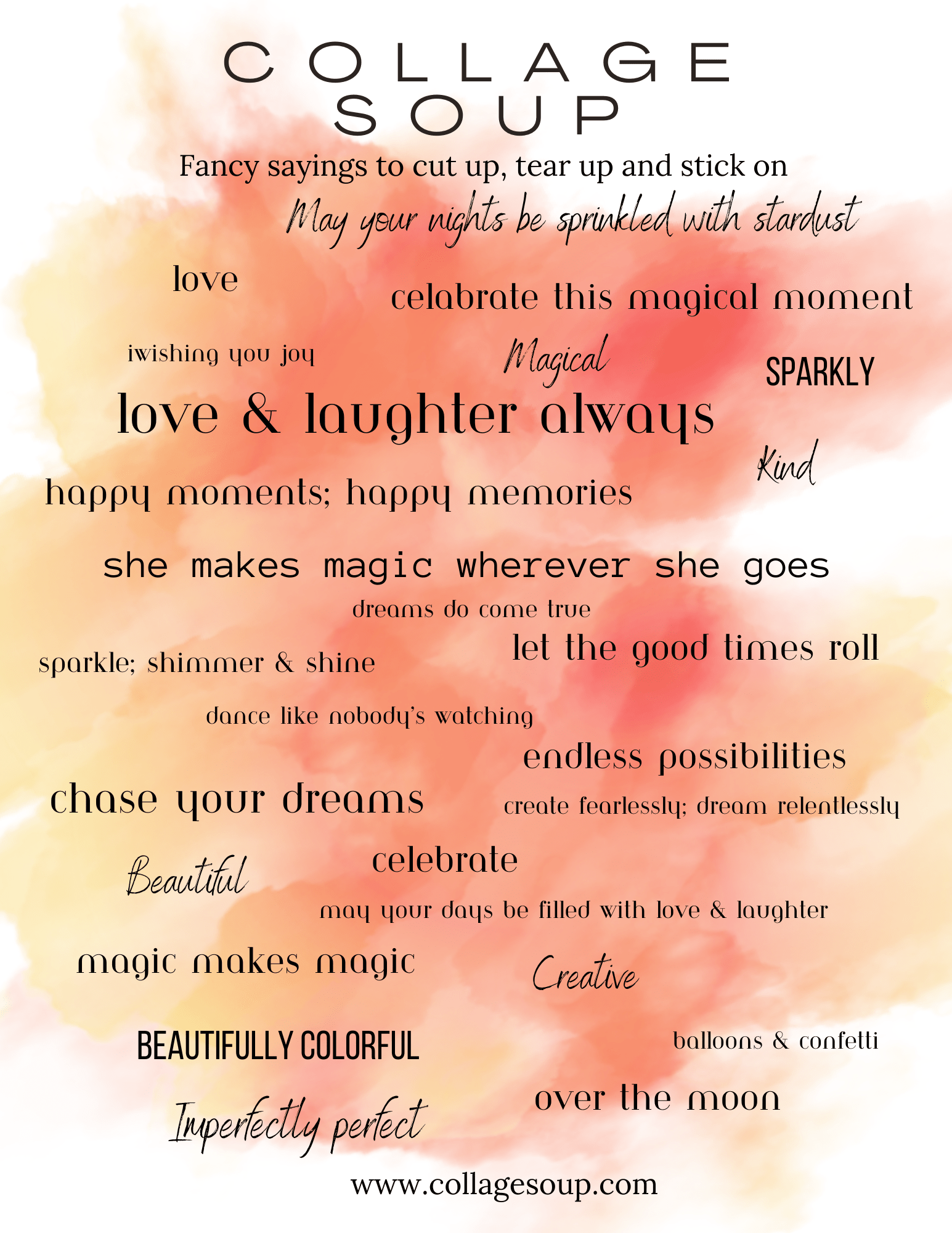 Collage Soup Special Events Sayings Sheet – Free Download