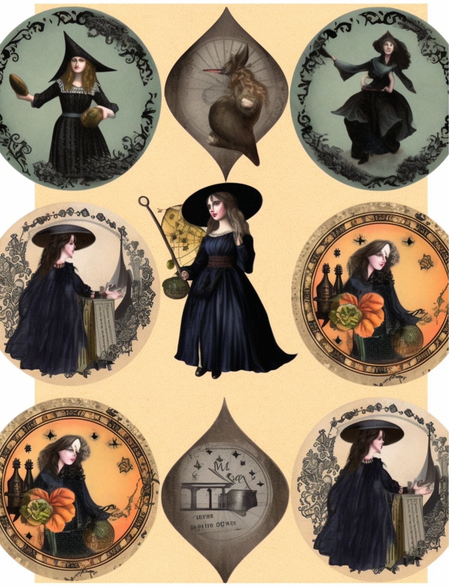 Collage Soup Starlight Sisters: A 70-Page Printable eBook of Mystical Collage Images