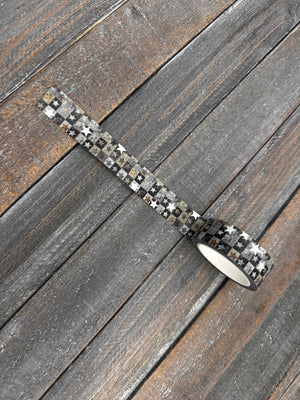 Collage Soup Starry Nights Washi Tape | Black & Silver Foil Stars for Journals, Collage & Cosmic Crafts