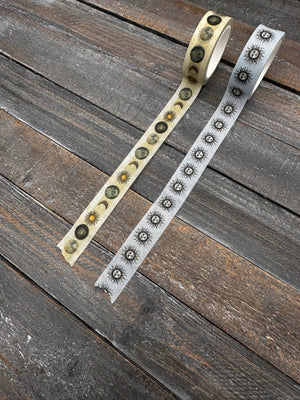 Collage Soup Suns & Moons – Washi Tape Set | Celestial Duo with Sun & Moon Phases for Journals & Collage