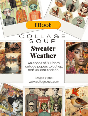 Collage Soup Sweater Weather – eBook | 80 Pages of Cozy Autumn Collage Papers with Quirky Characters