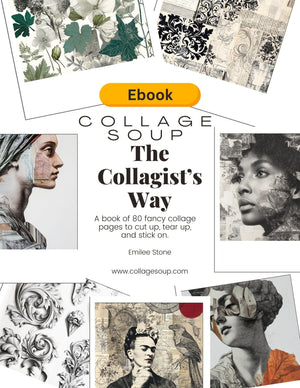 Collage Soup The Collagist’s Way | eBook | Fancy collage papers, scrollwork textures, artistic journaling pages