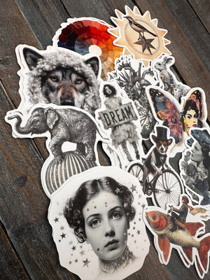 Collage Soup The Mismatched Crew Sticky Bites | Stickers | 24 glossy vinyl die cuts of quirky collage characters