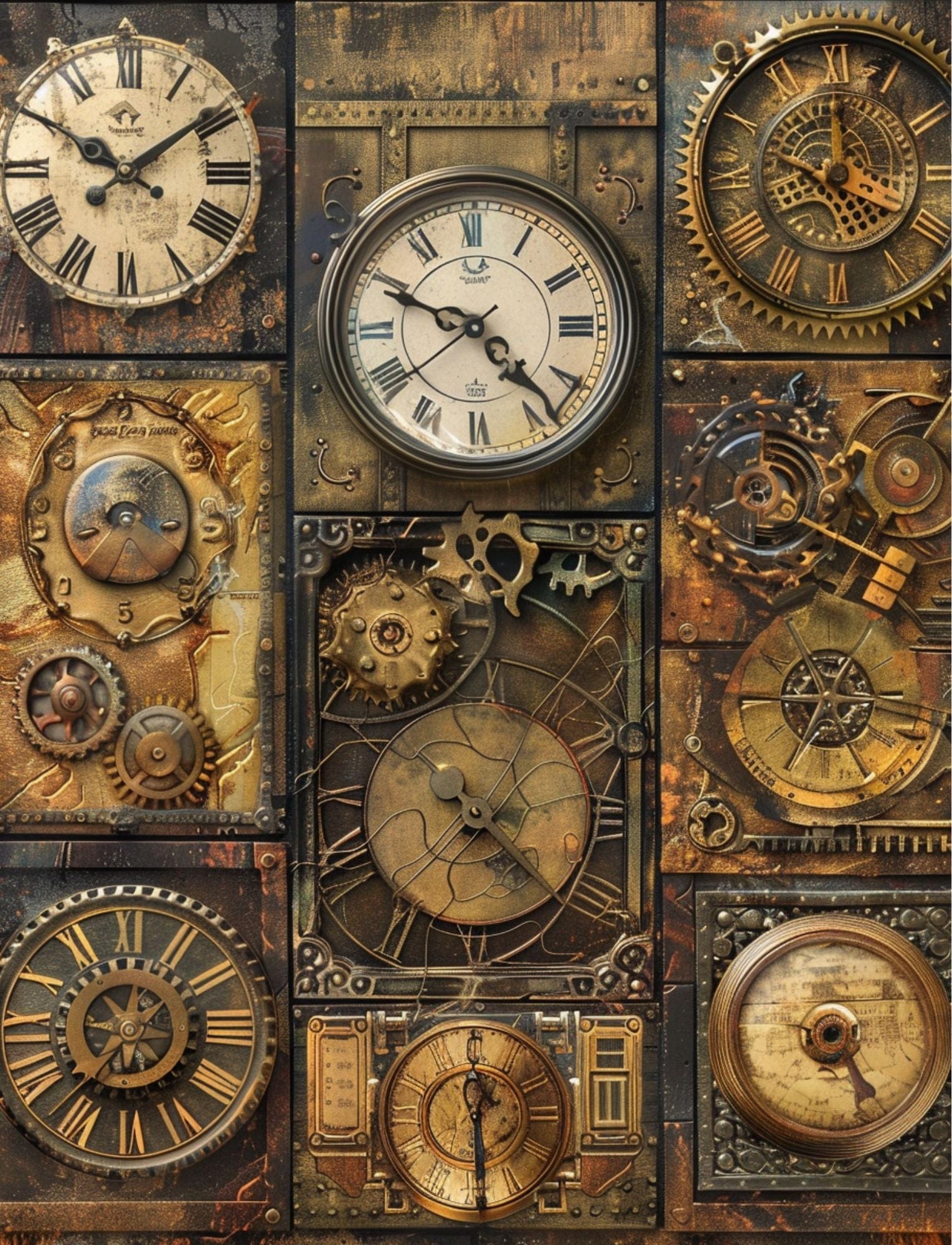 Collage Soup Timekeeper’s Atlas (eBook) Fantasy Collage Art with Gears, Maps & Steampunk Style – 90 Pages