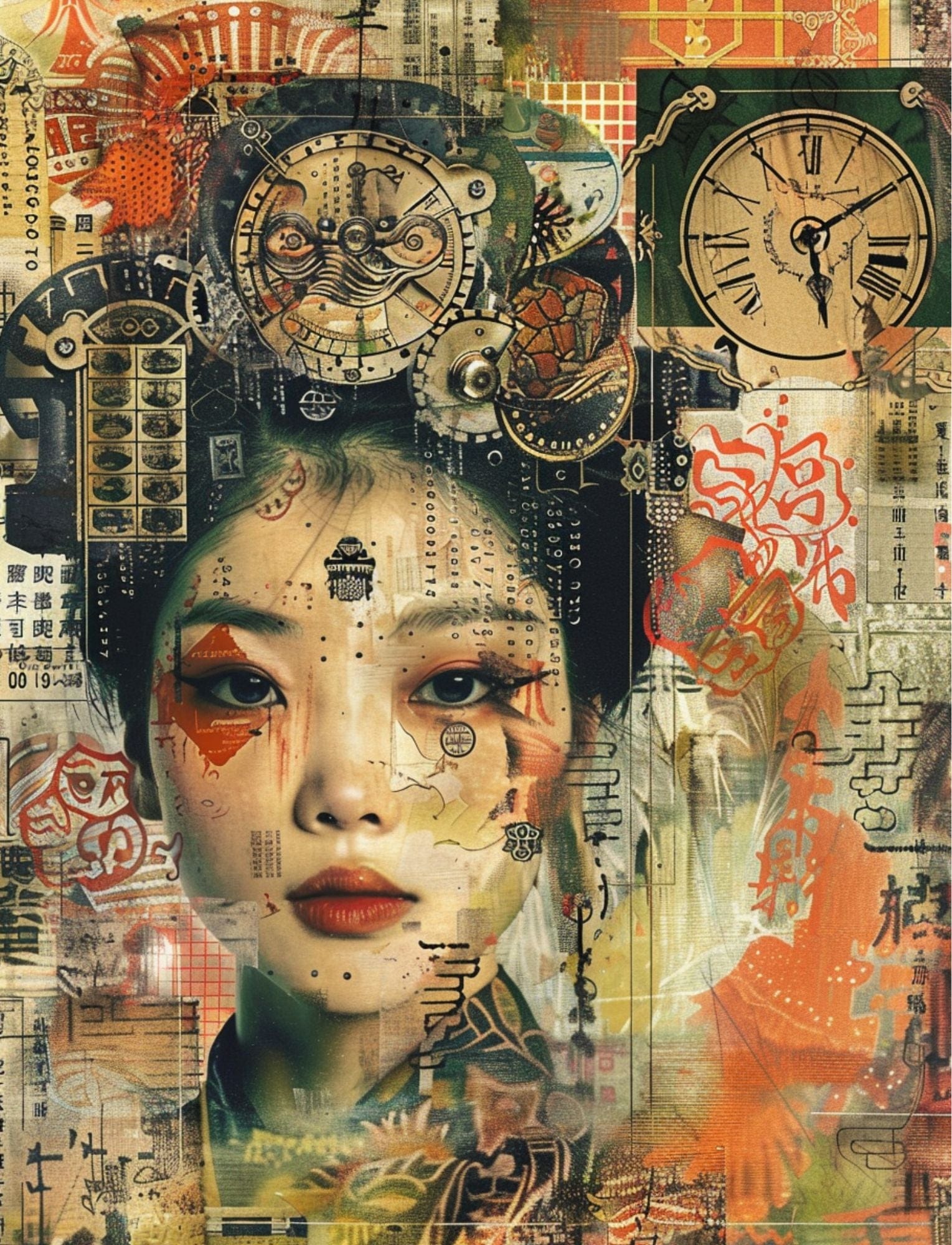 Collage Soup Timekeeper’s Atlas (eBook) Fantasy Collage Art with Gears, Maps & Steampunk Style – 90 Pages
