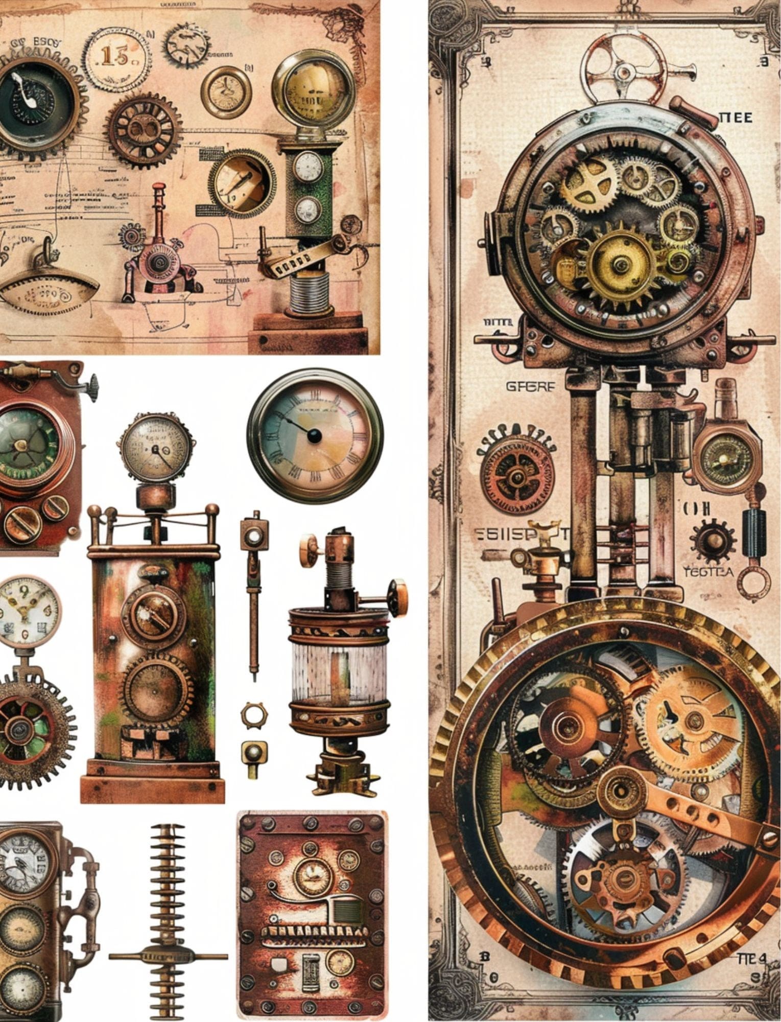 Collage Soup Timekeeper’s Atlas (eBook) Fantasy Collage Art with Gears, Maps & Steampunk Style – 90 Pages