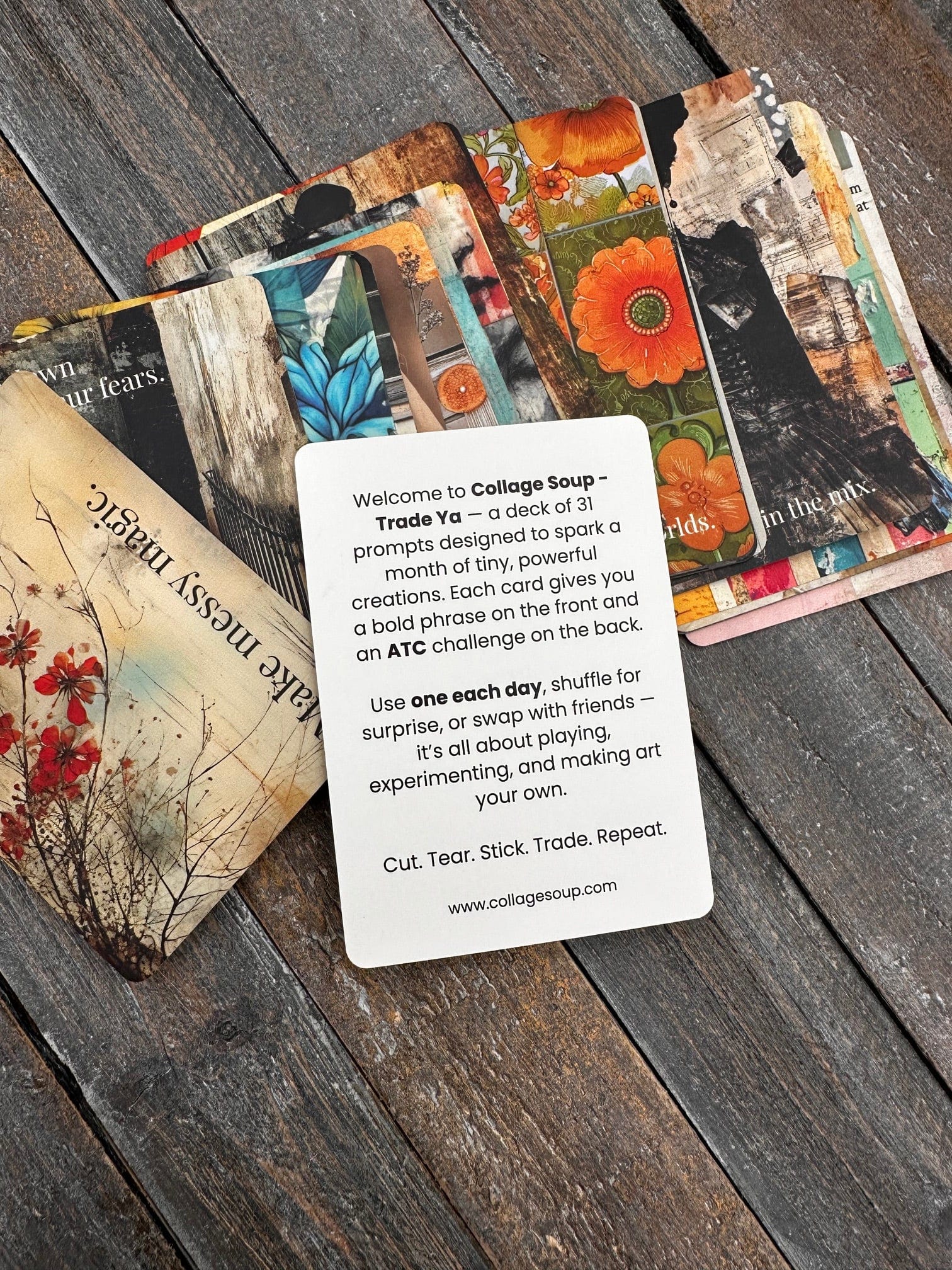 Collage Soup Trade Ya – 31-Day ATC Deck | Daily Affirmations & Artist Trading Card Prompts for Creative Journaling
