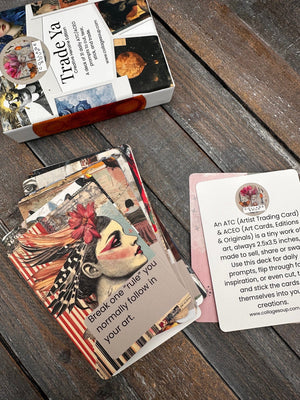Collage Soup Trade Ya! — Creative Heroine Edition | Prompt Deck | 31-card ATC art prompts for daily creative practice